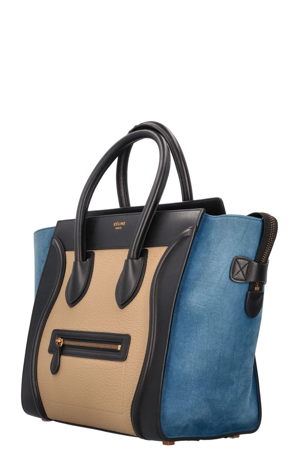 CÉLINE Luggage Mini Handbag Tricolor  Blue Black