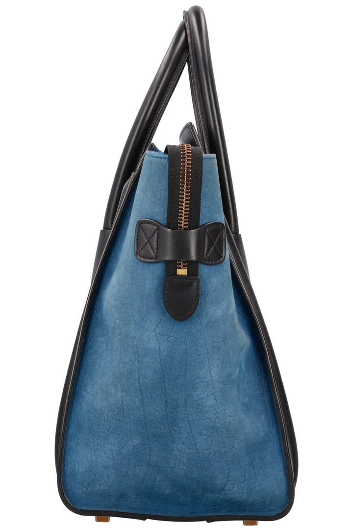 CÉLINE Luggage Mini Handbag Tricolor  Blue Black