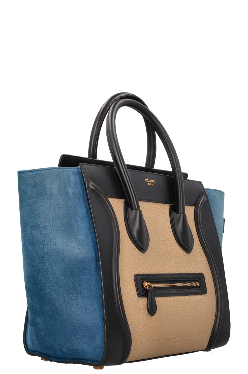 CÉLINE Luggage Mini Handbag Tricolor  Blue Black