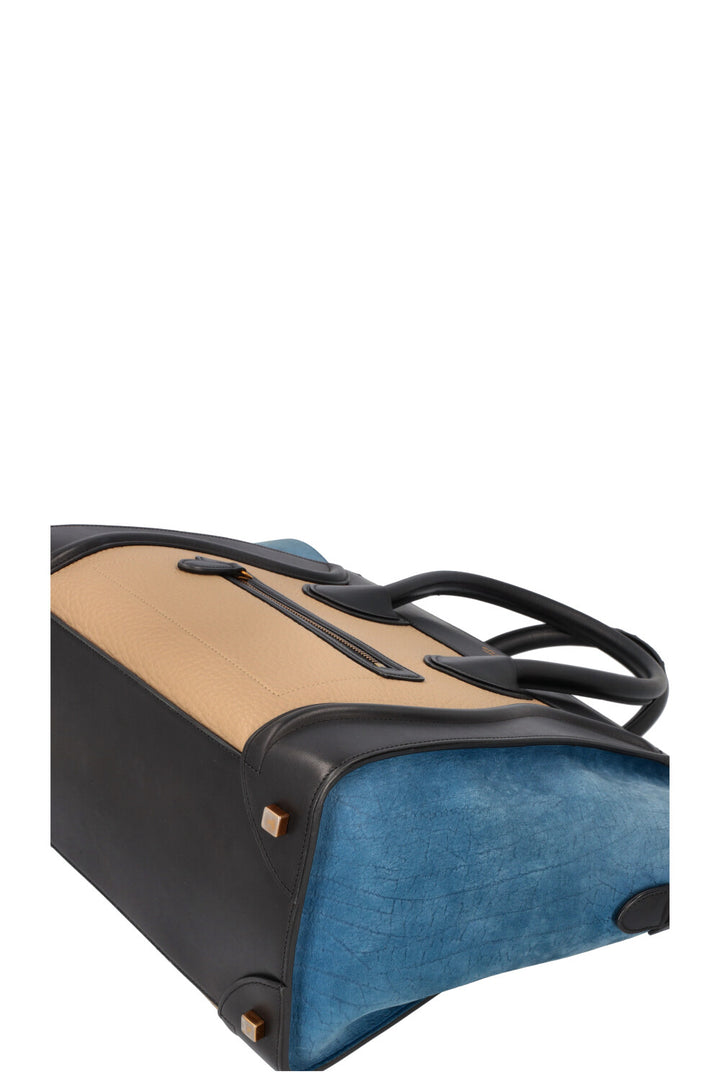 CÉLINE Luggage Mini Handbag Tricolor  Blue Black