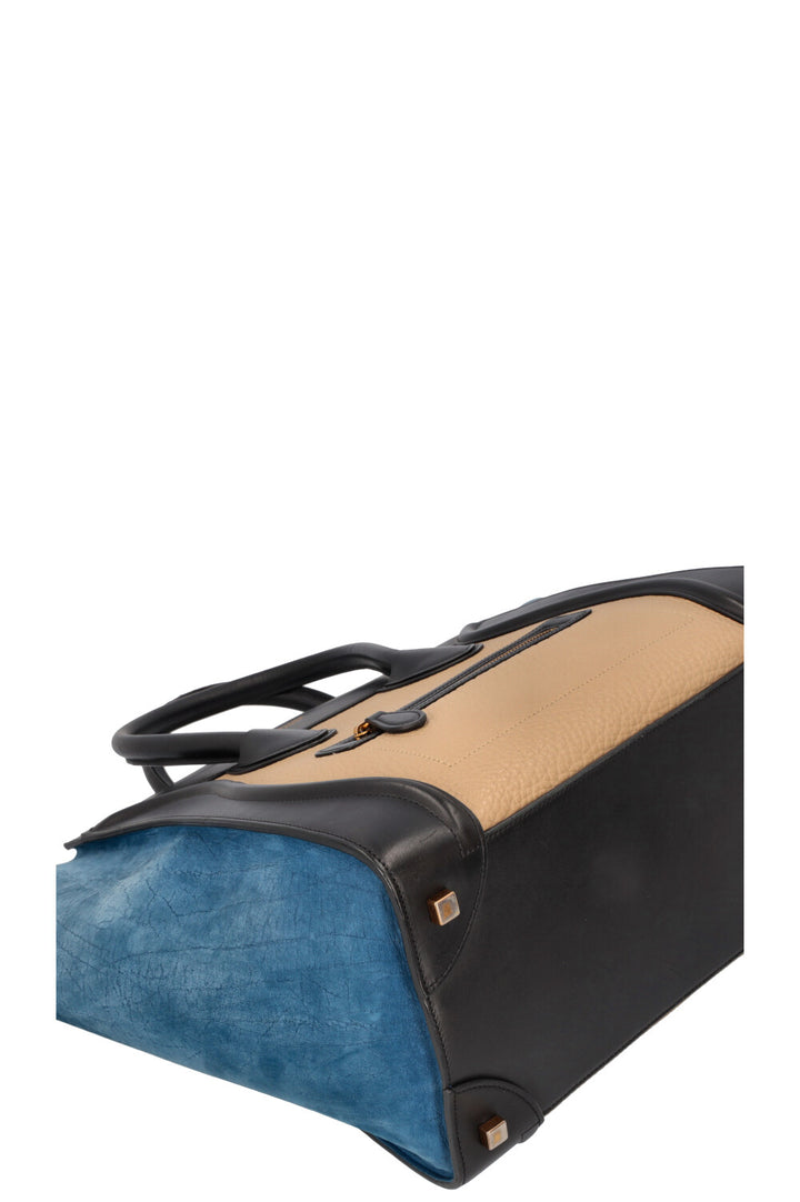 CÉLINE Luggage Mini Handbag Tricolor  Blue Black