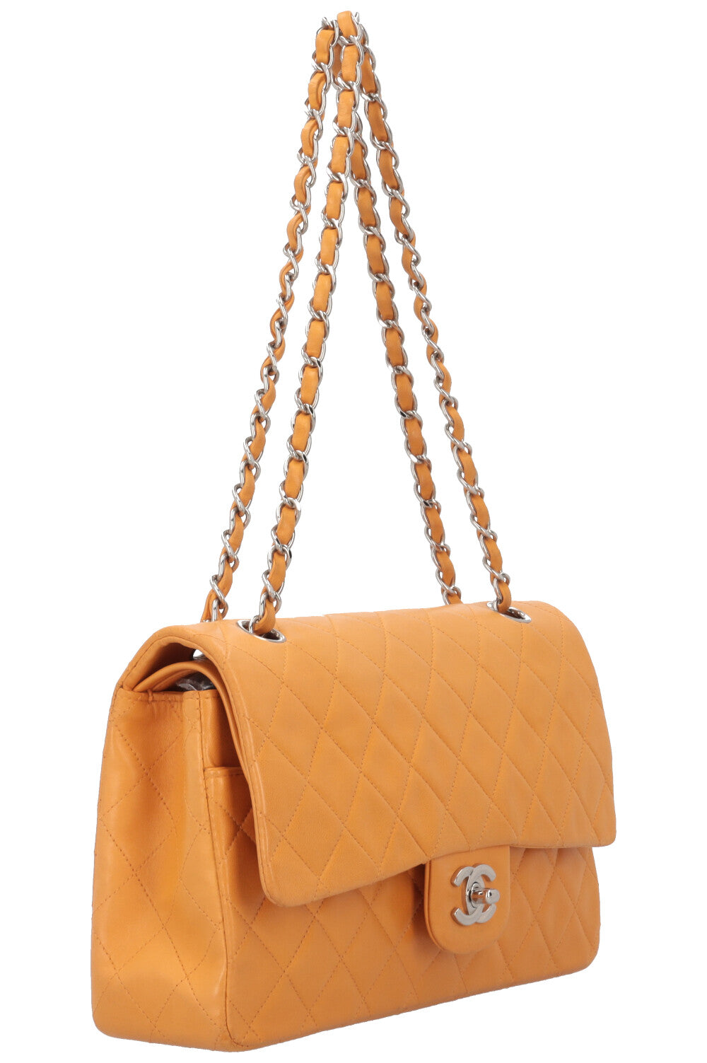 CHANEL Sac moyen à double rabat Orange