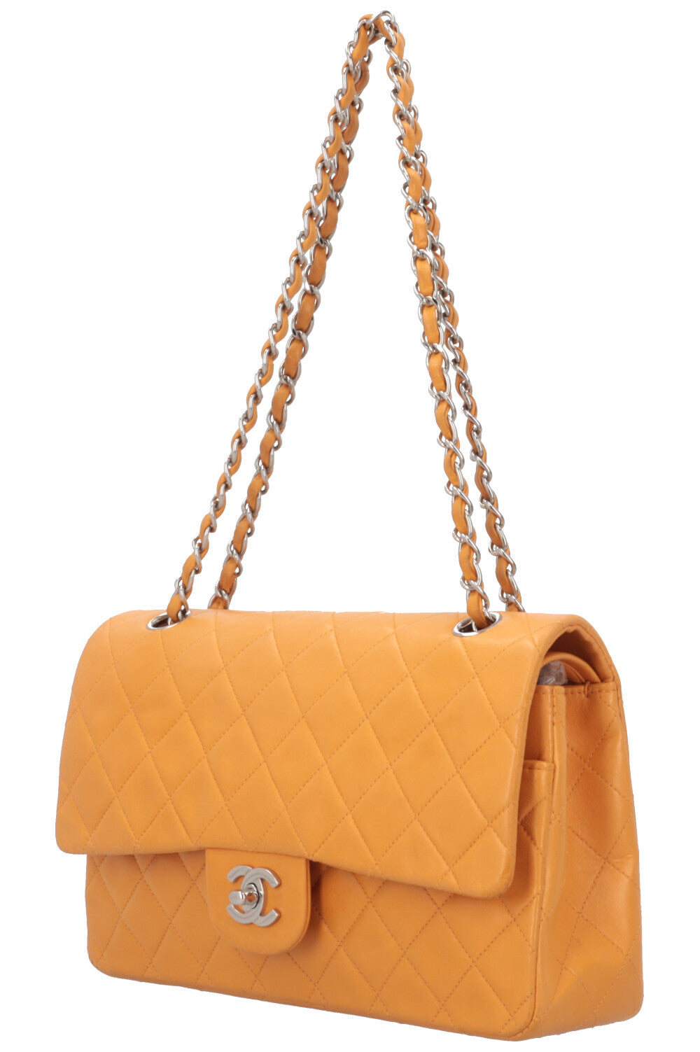 CHANEL Sac moyen à double rabat Orange