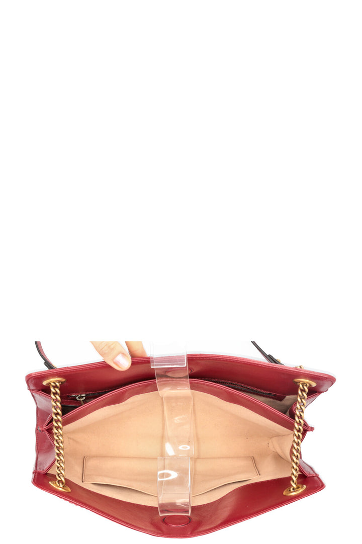 GUCCI Quilted Marmont Accordion Chain Crossbody Bag Red