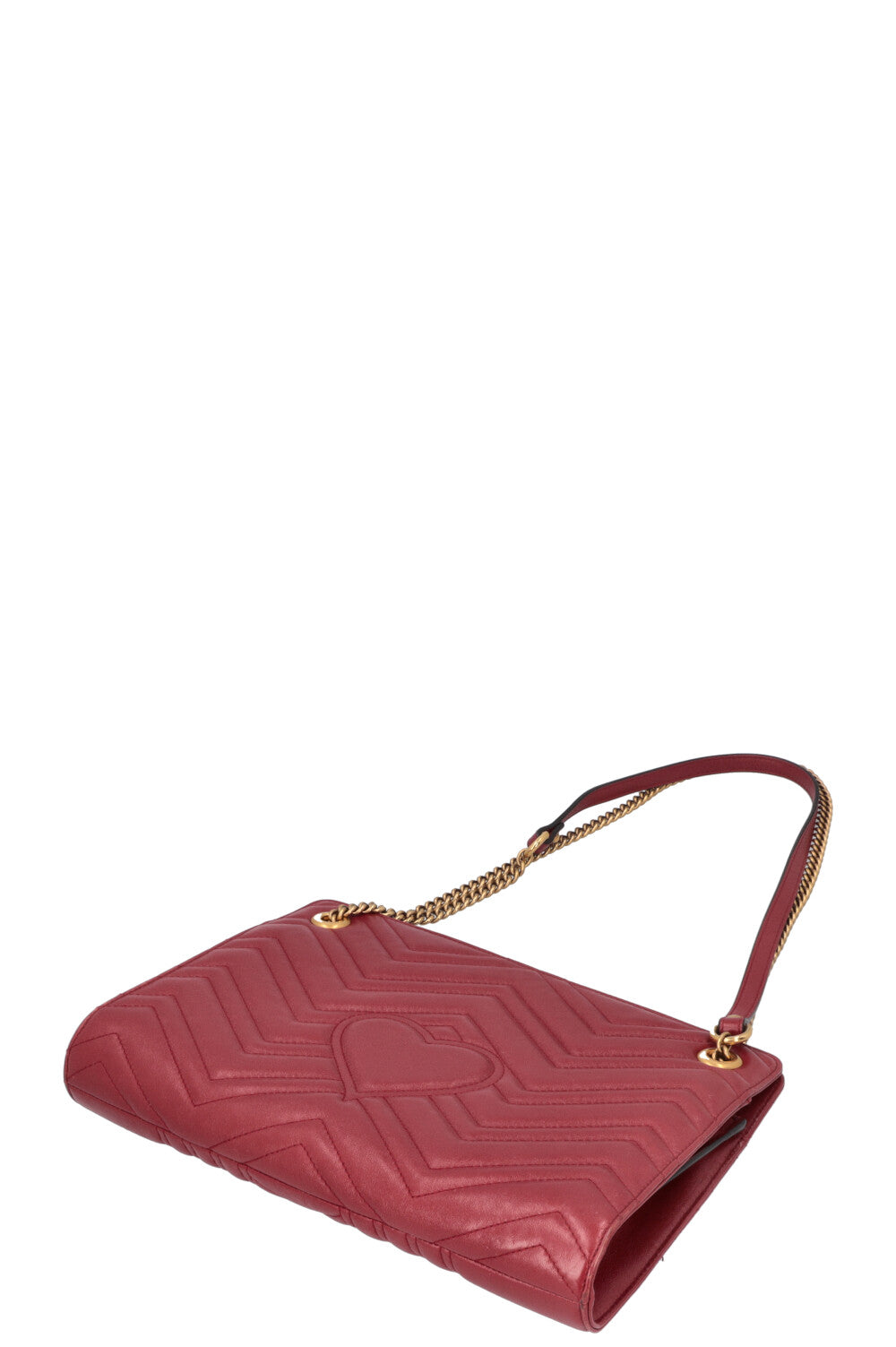 GUCCI Quilted Marmont Accordion Chain Crossbody Bag Red