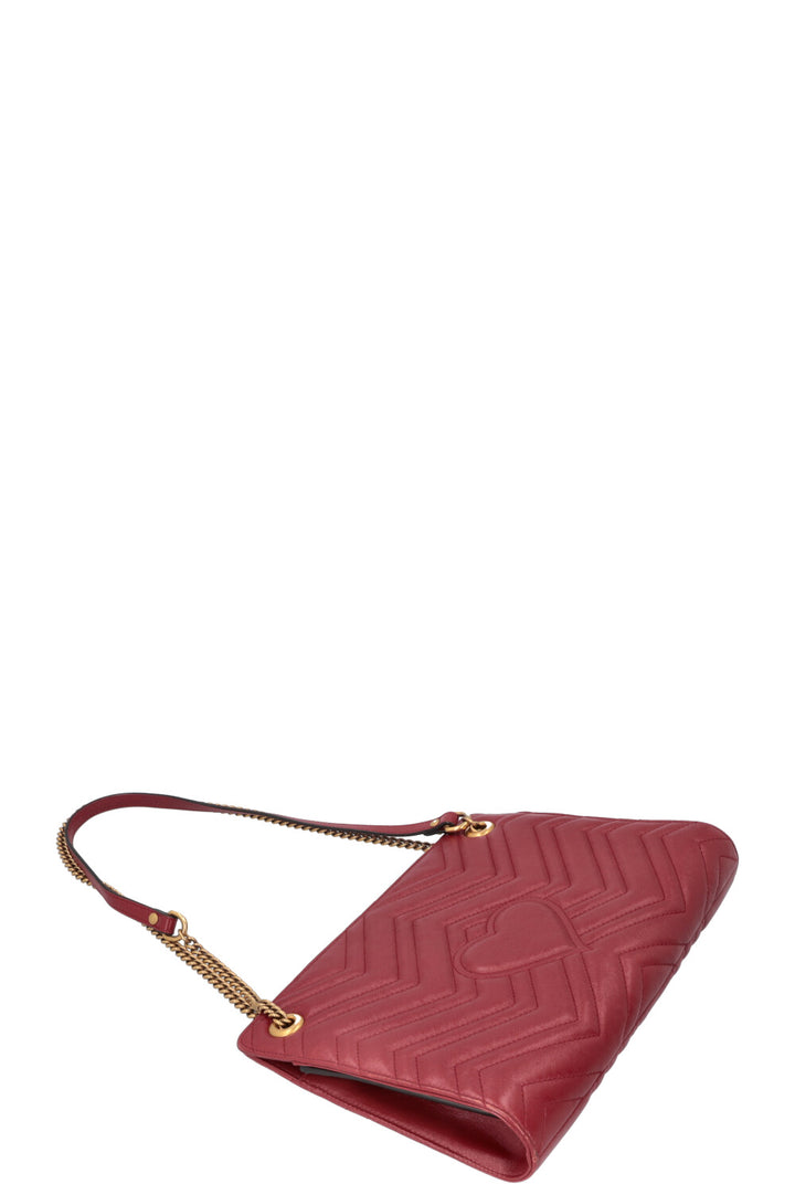 GUCCI Quilted Marmont Accordion Chain Crossbody Bag Red