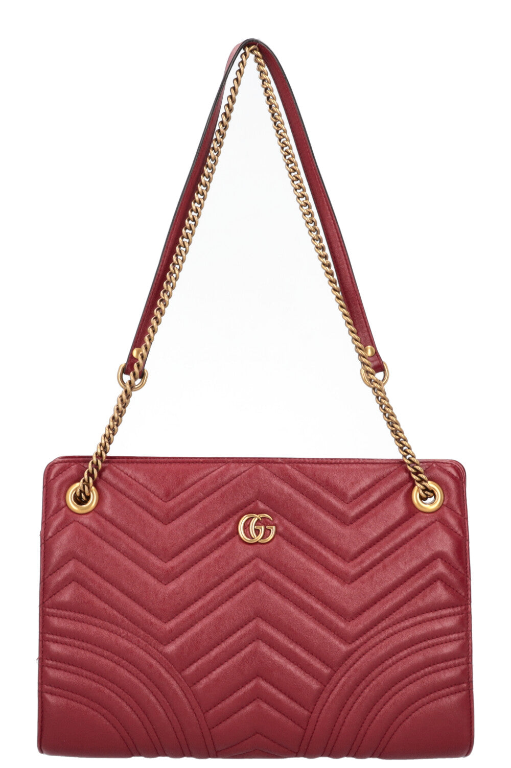 GUCCI Quilted Marmont Accordion Chain Crossbody Bag Red