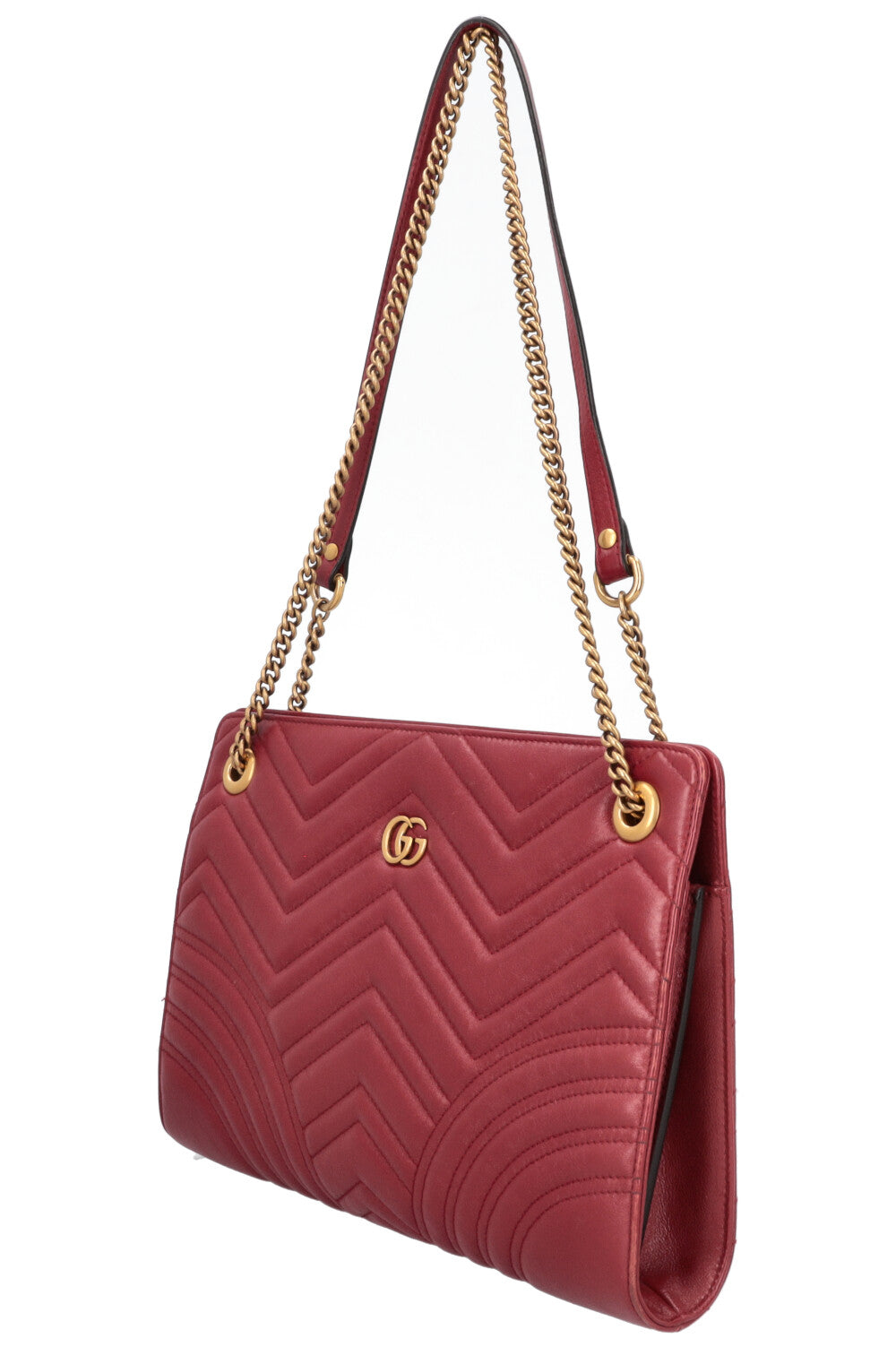 GUCCI Quilted Marmont Accordion Chain Crossbody Bag Red