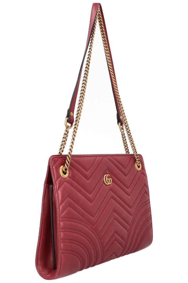 Sac bandoulière à chaîne accordéon matelassé GUCCI Marmont Rouge