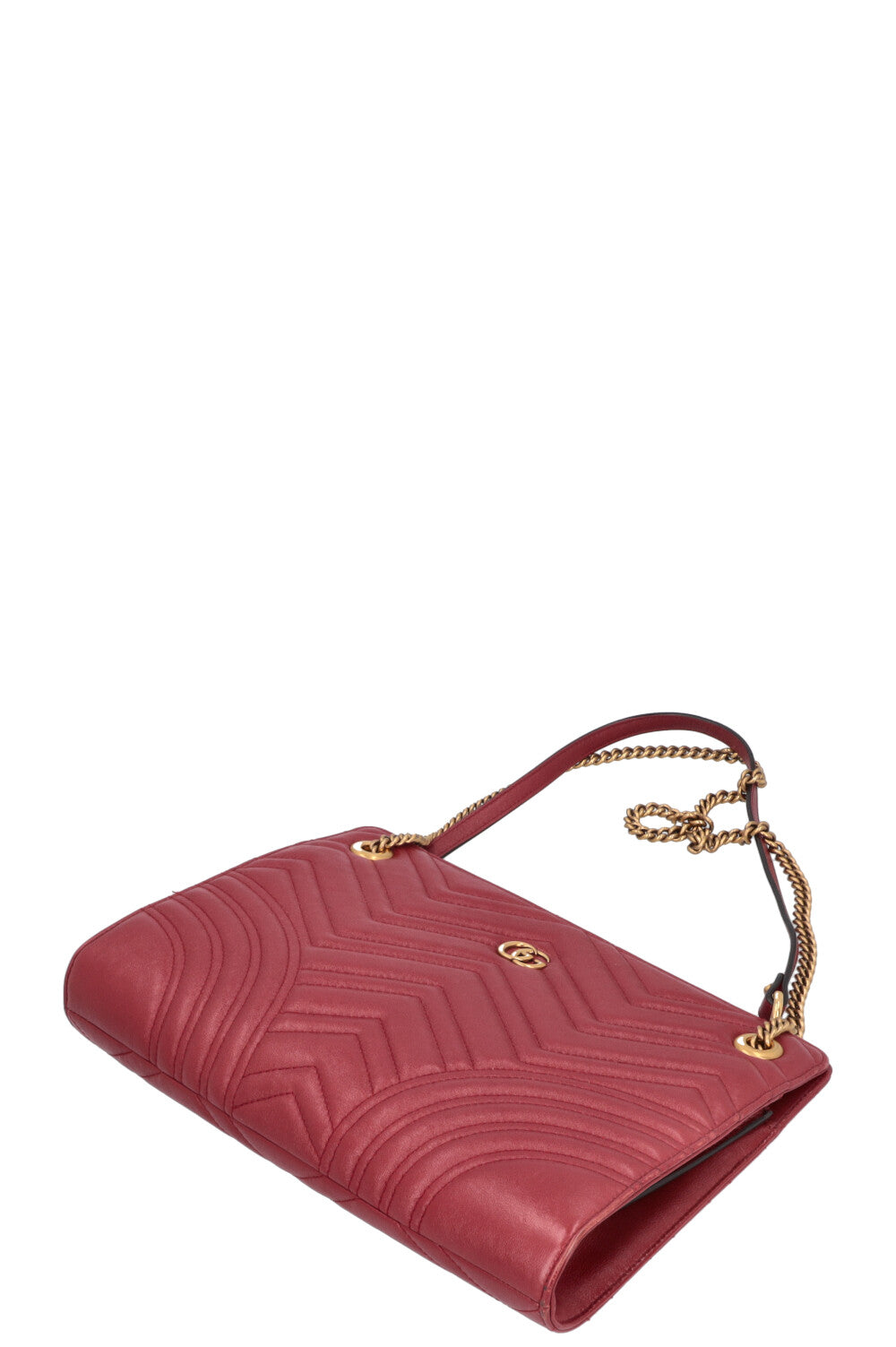 GUCCI Quilted Marmont Accordion Chain Crossbody Bag Red