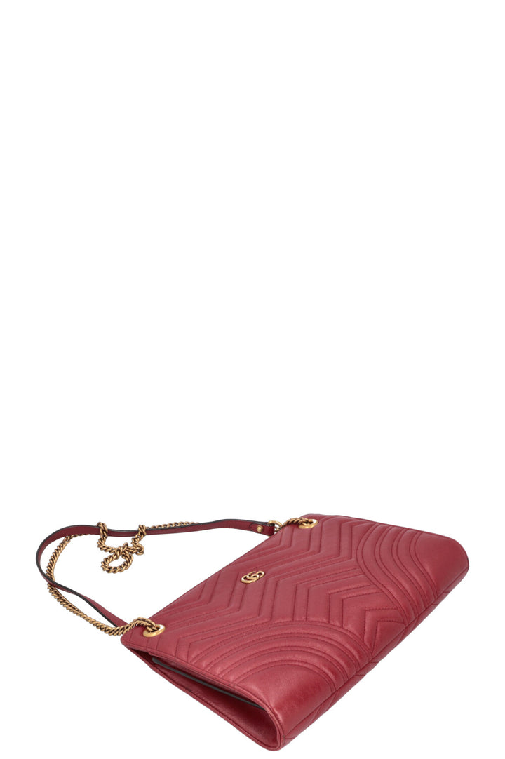 GUCCI Quilted Marmont Accordion Chain Crossbody Bag Red