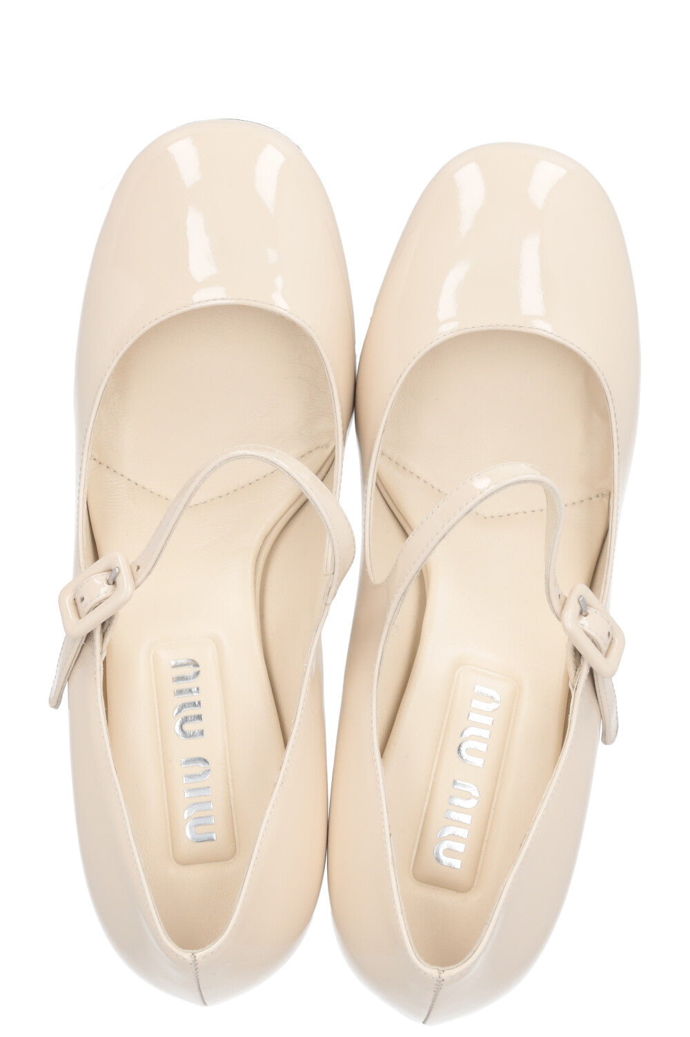 MIU MIU Mary Janes Patent Off White