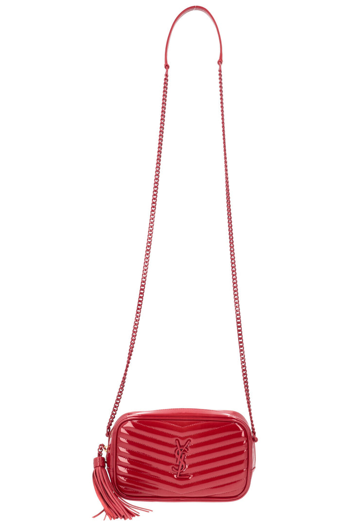 SAINT LAURENT Lou Mini Camera Bag Patent Red