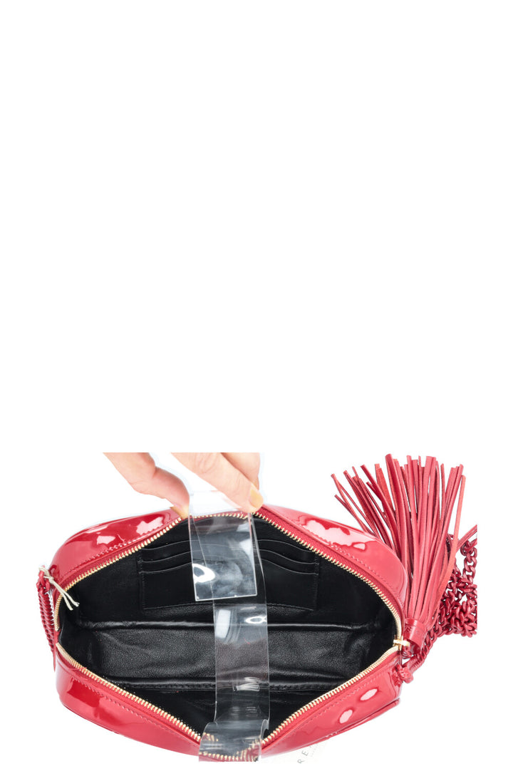 SAINT LAURENT Lou Mini Camera Bag Patent Red