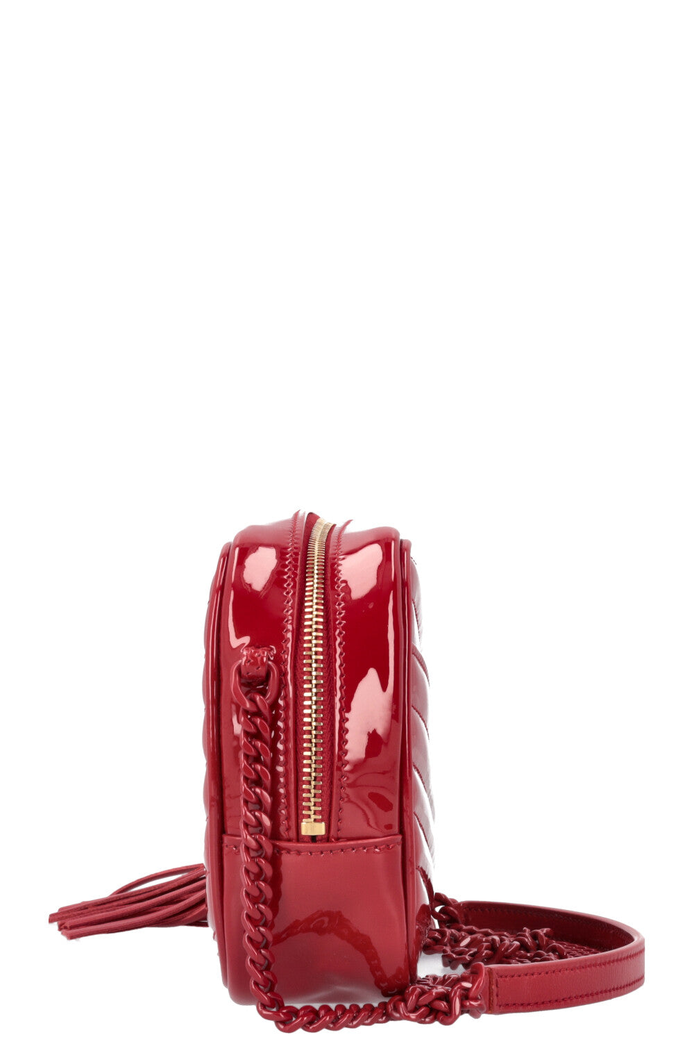 SAINT LAURENT Lou Mini Camera Bag Patent Red