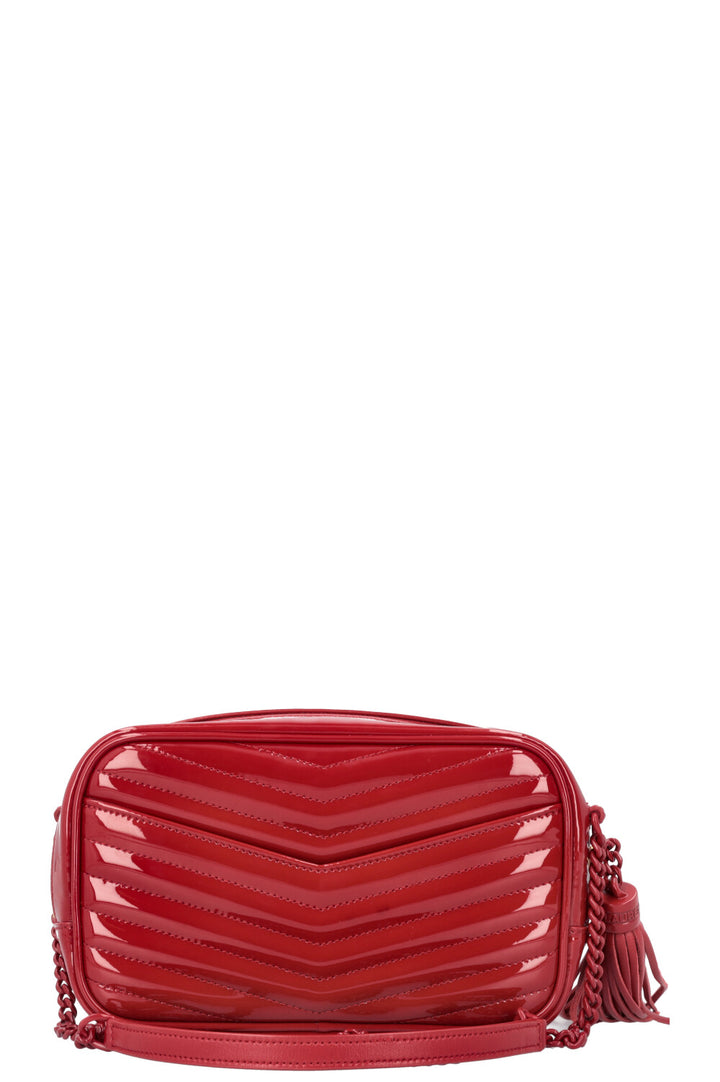 SAINT LAURENT Lou Mini Camera Bag Patent Red