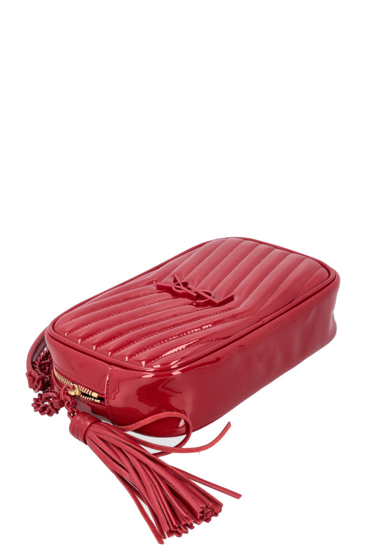 SAINT LAURENT Lou Mini Camera Bag Patent Red