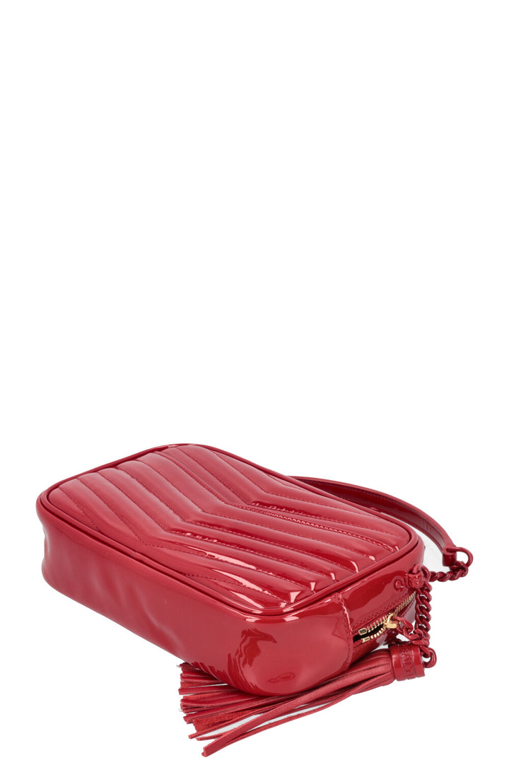 SAINT LAURENT Lou Mini Camera Bag Patent Red