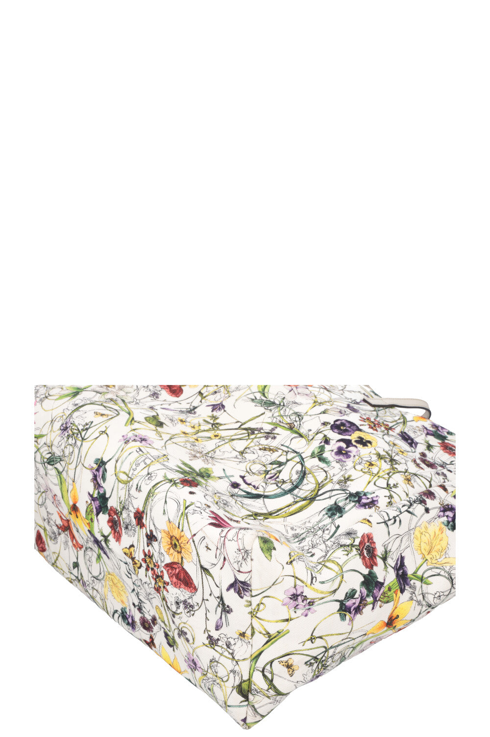 GUCCI Floral Canvas Tote Bag White