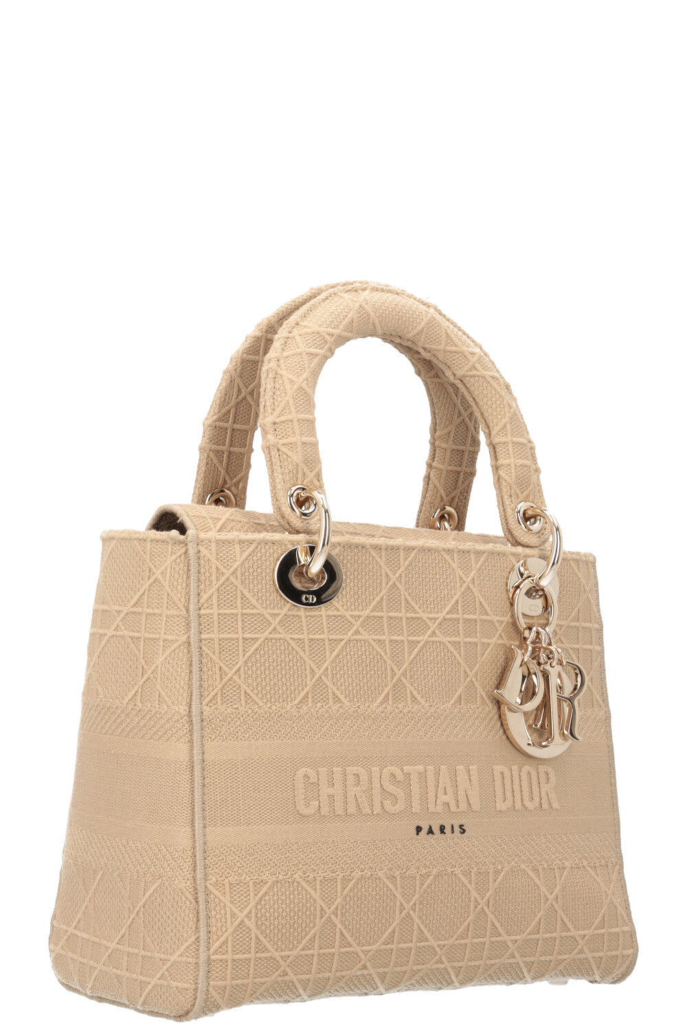 CHRISTIAN DIOR Lady Dior D-Lite Cannage Canvas Sand