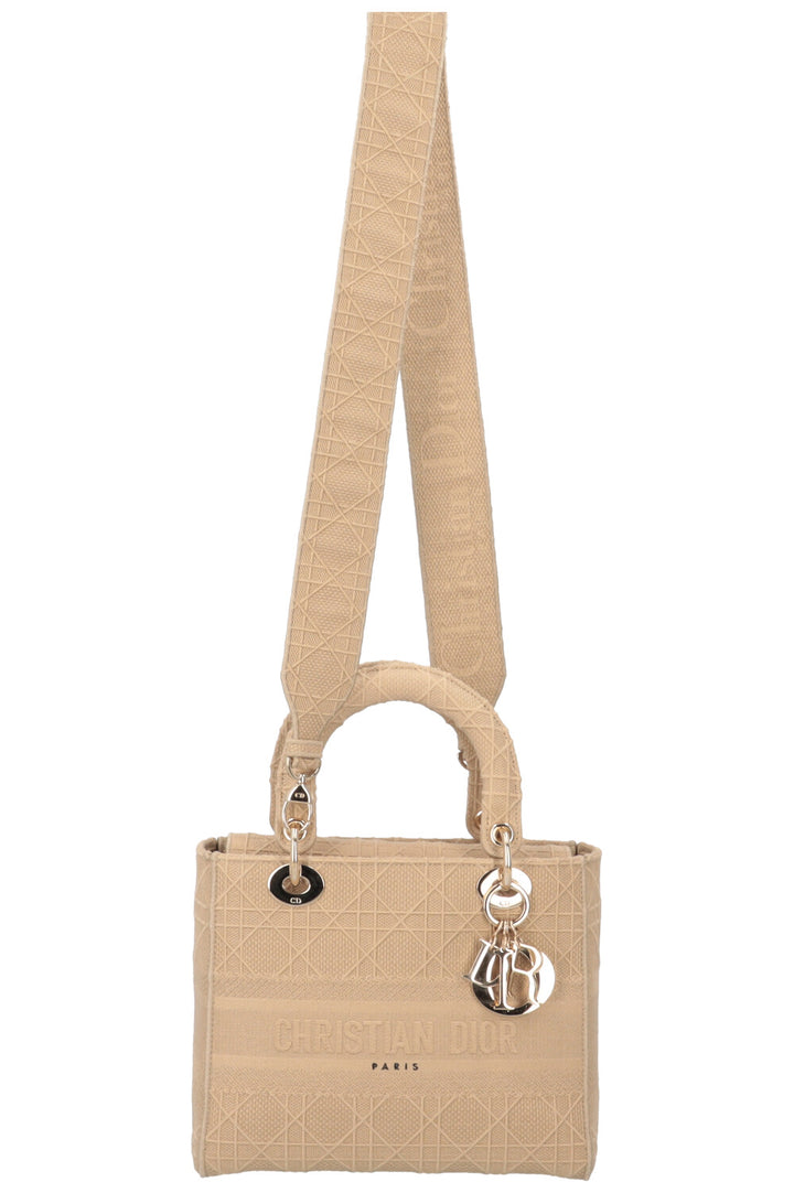 CHRISTIAN DIOR Lady Dior D-Lite Cannage Canvas Sand