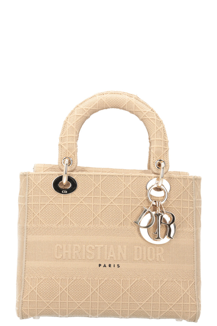 CHRISTIAN DIOR Lady Dior D-Lite Cannage Canvas Sand