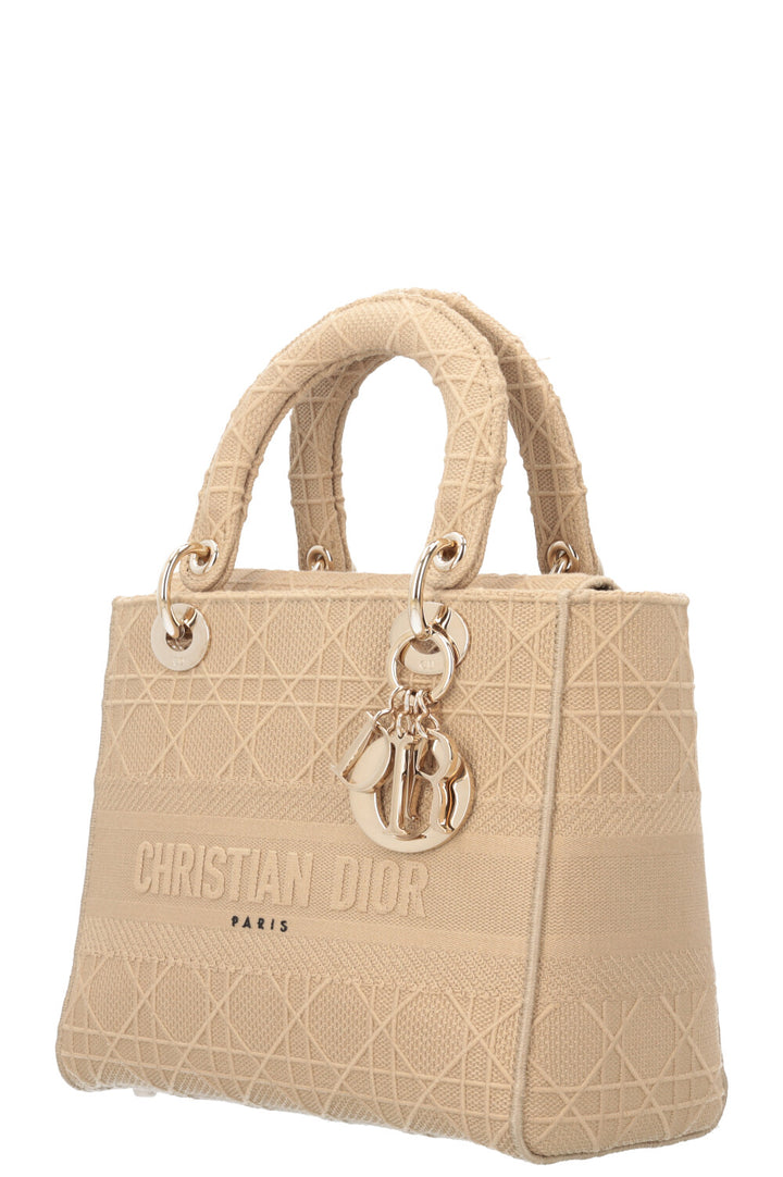 CHRISTIAN DIOR Lady Dior D-Lite Cannage Canvas Sand