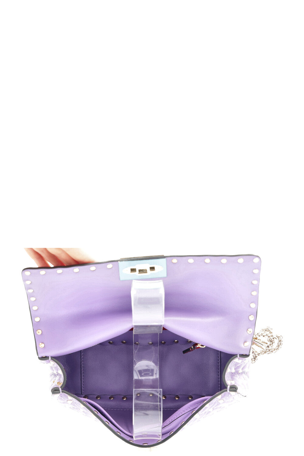 VALENTINO Medium Rockstud Spike Bag Purple