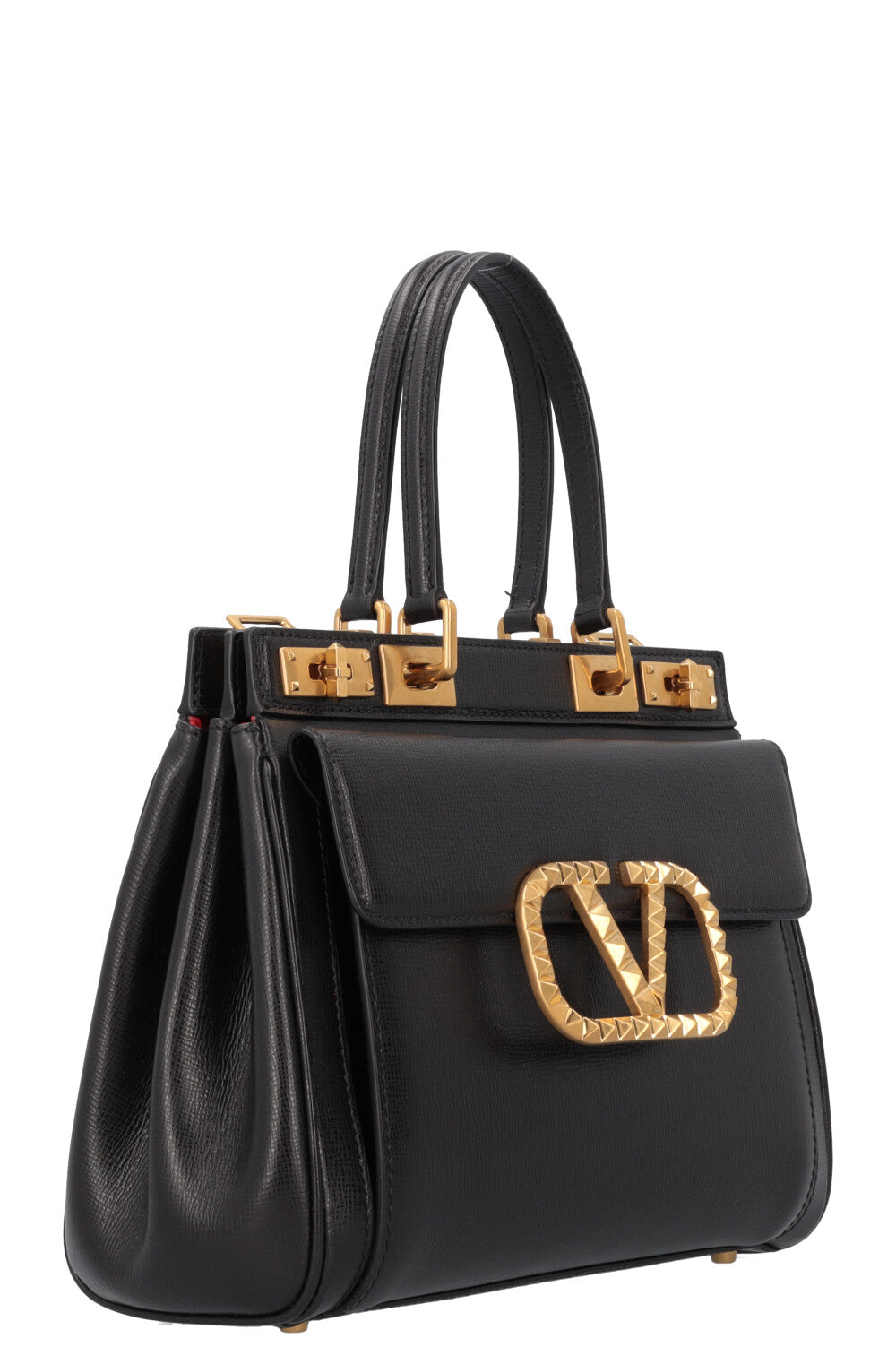 VALENTINO Rockstud Alcove Bag Leather Black Gold