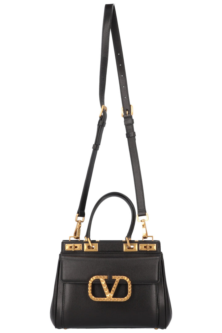 VALENTINO Rockstud Alcove Bag Leather Black Gold