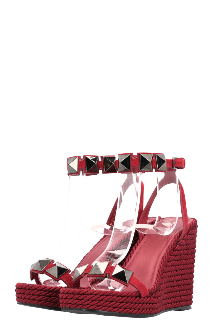 VALENTINO Roman Stud Wedge Heels Red