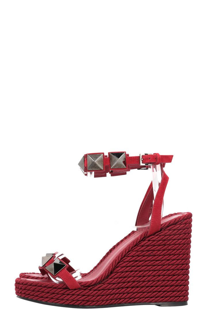 VALENTINO Roman Stud Wedge Heels Red