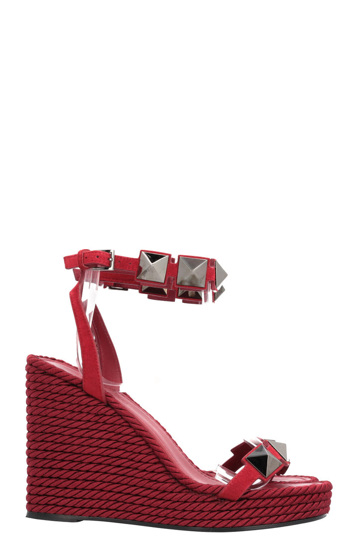 VALENTINO Roman Stud Wedge Heels Red