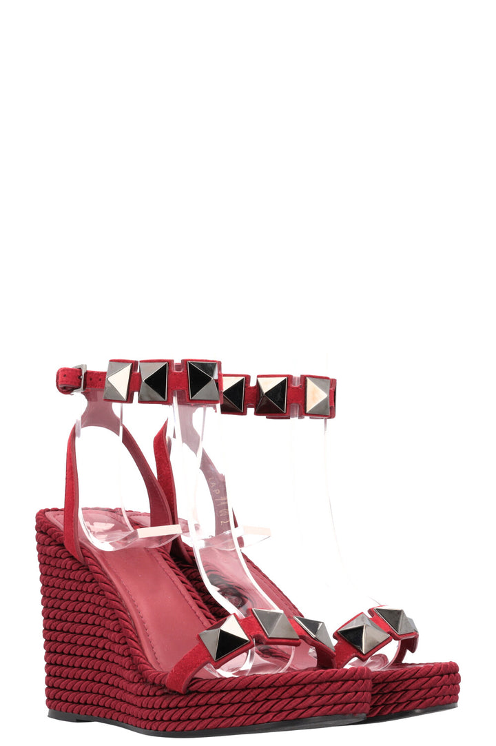 VALENTINO Roman Stud Wedge Heels Red