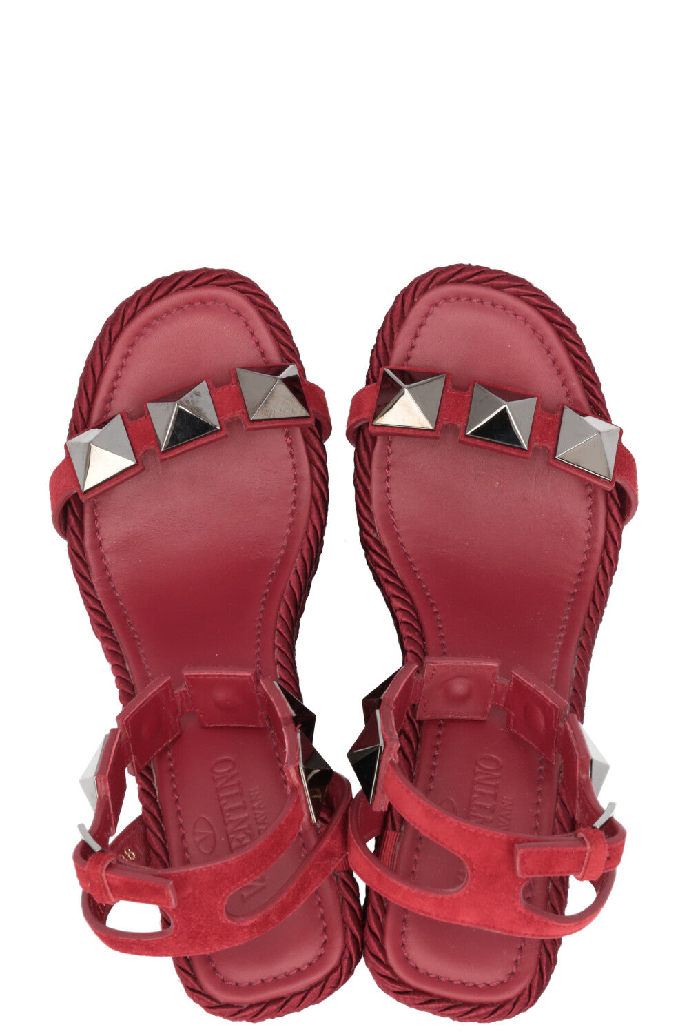 VALENTINO Roman Stud Wedge Heels Red