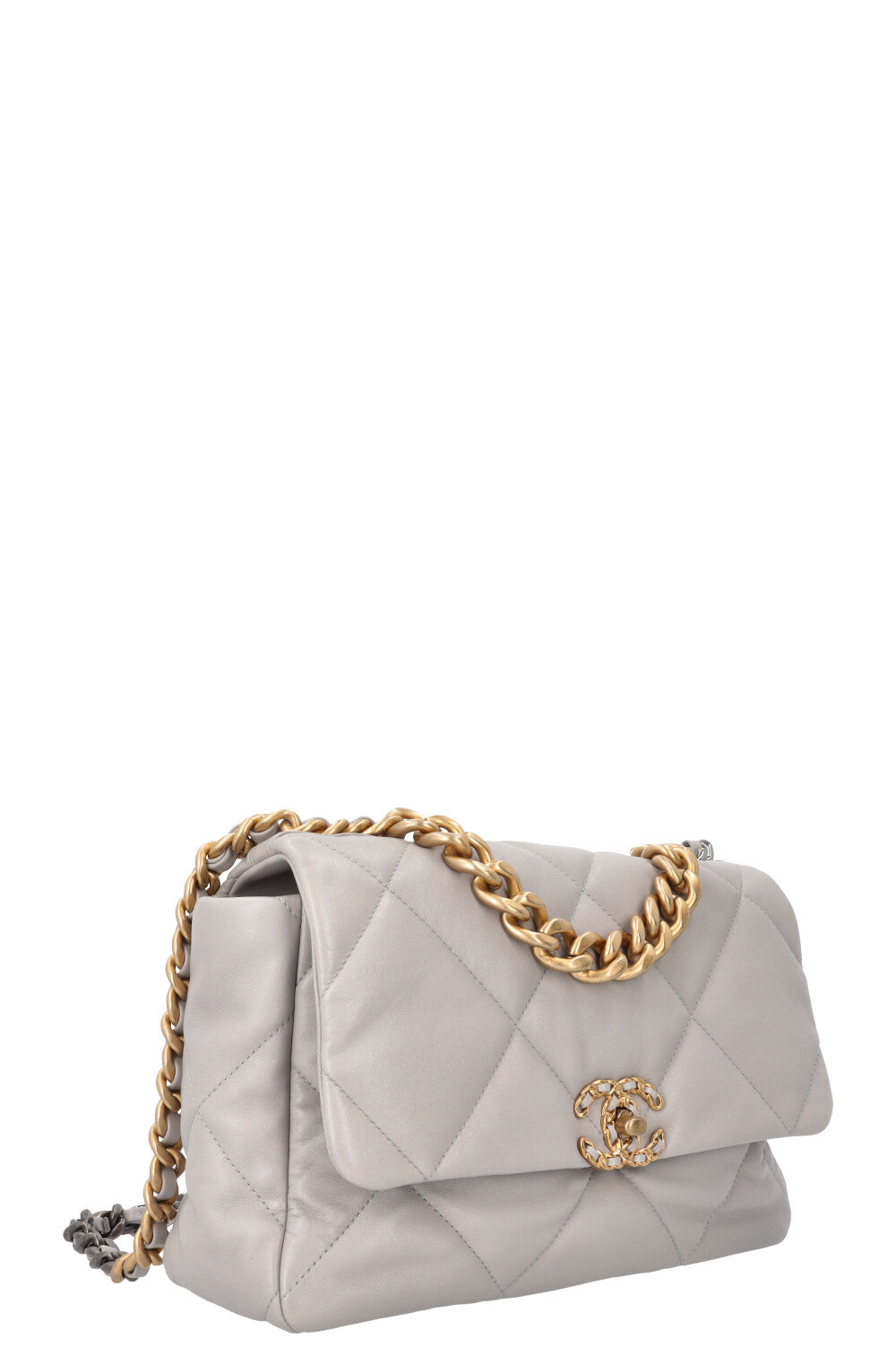 CHANEL 19 Medium Crossbody Bag Leather Grey