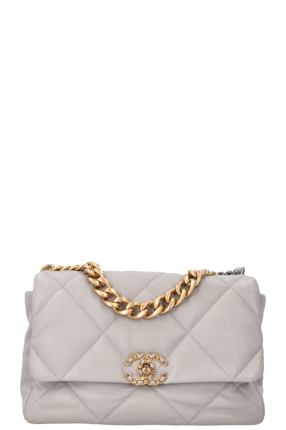 CHANEL 19 Sac bandoulière moyen cuir Gris