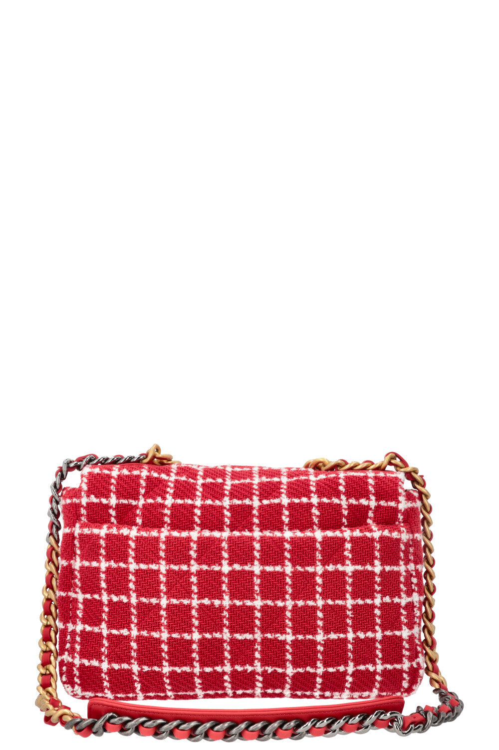 CHANEL 19 Tweed Grand Sac Bandoulière Rouge Blanc