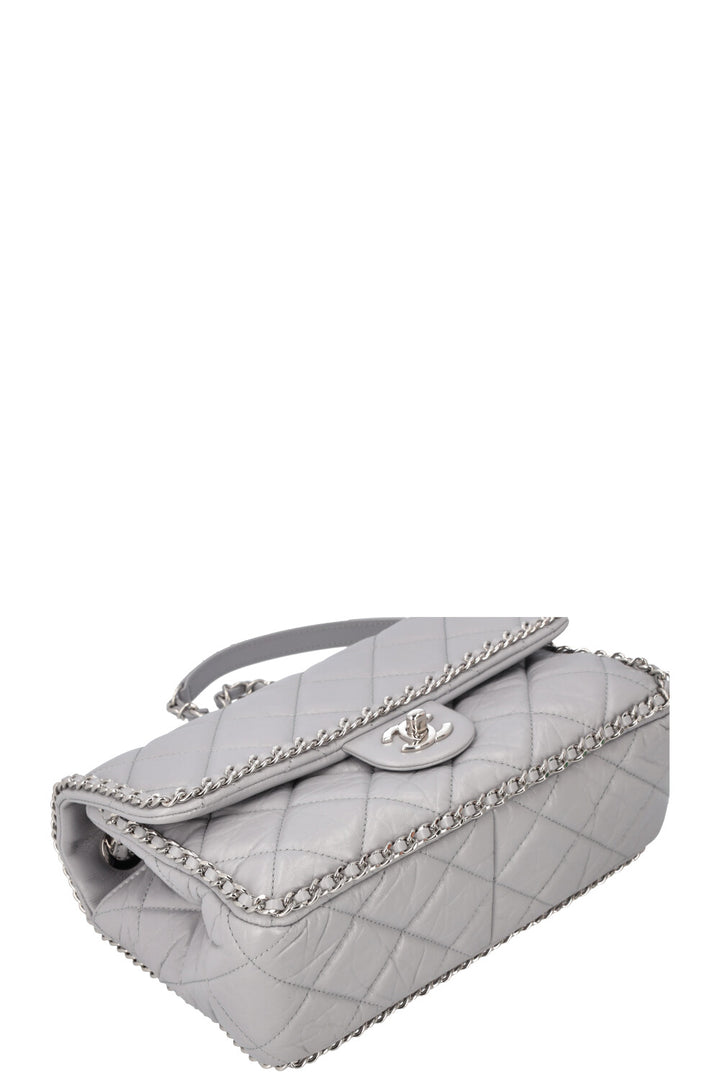 CHANEL Running Chain Bag Calfskin Grey