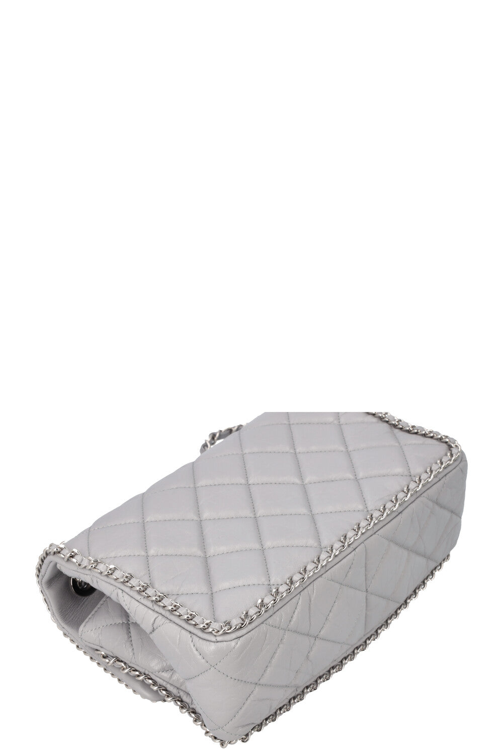 CHANEL Running Chain Bag Calfskin Grey