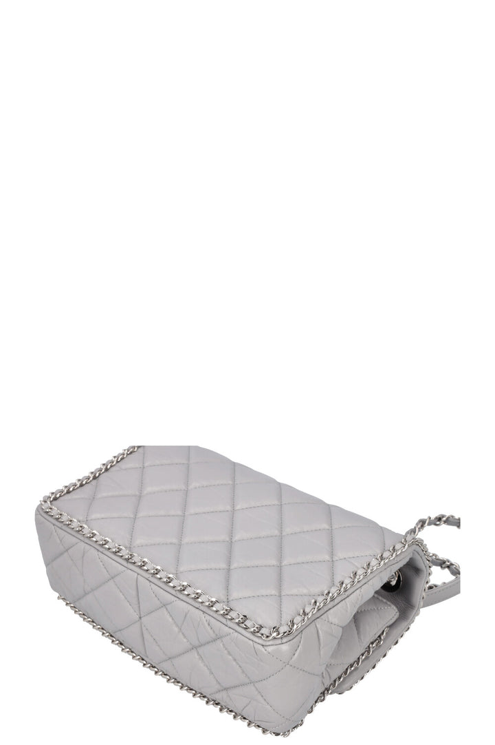 CHANEL Running Chain Bag Calfskin Grey