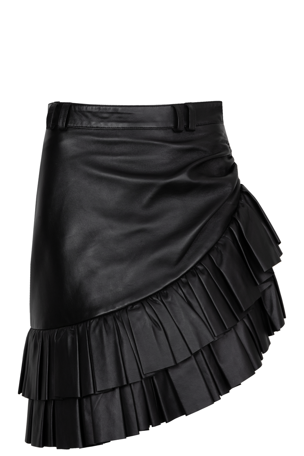 BALMAIN Asymmetric Leather Skirt Black