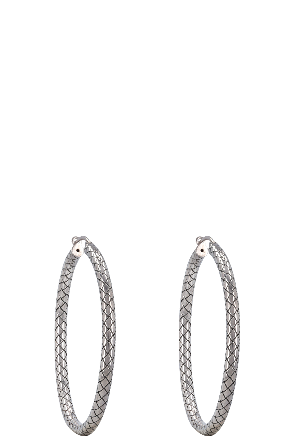 BOTTEGA VENETA Intrecciato Hoop Earrings Silver