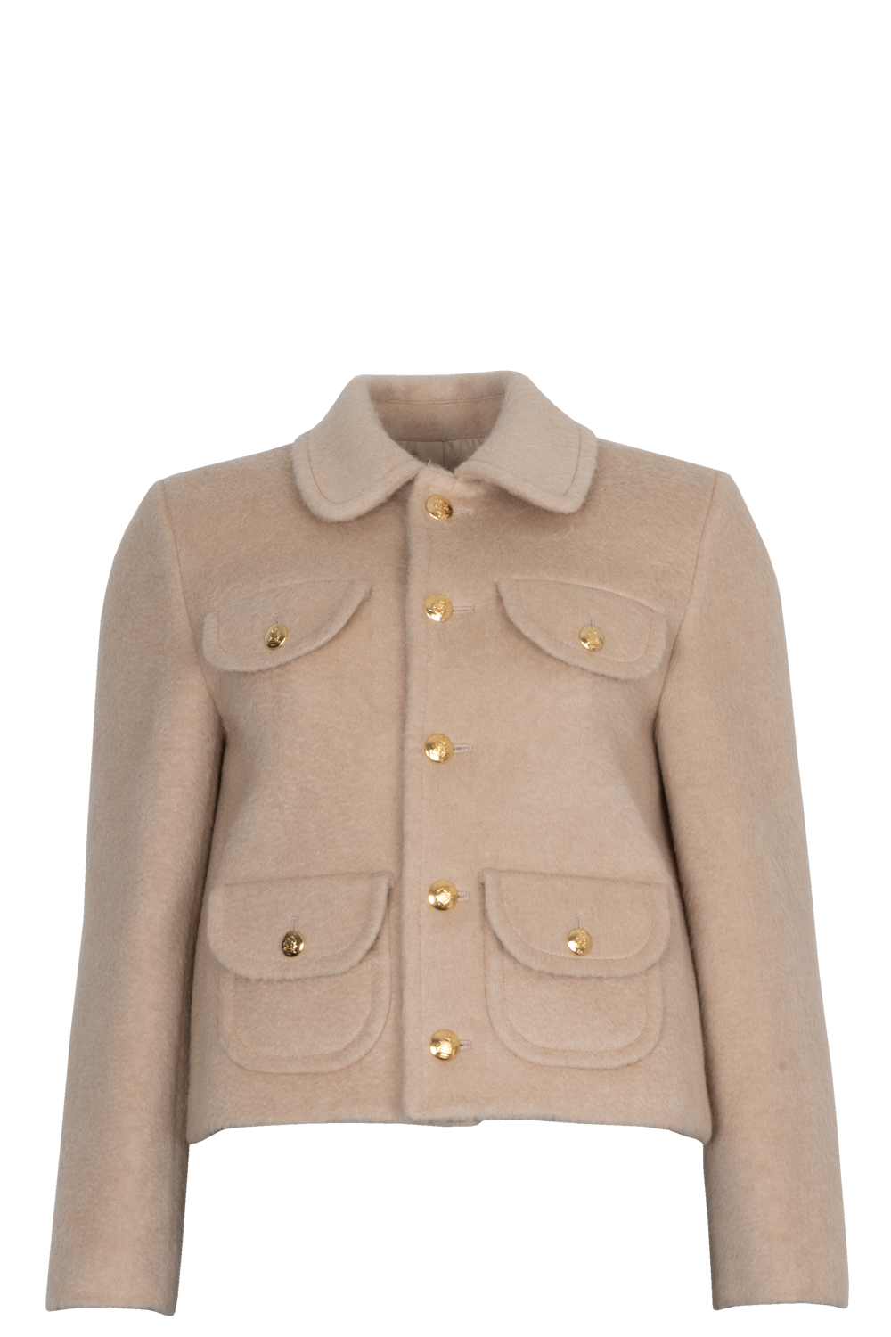 CELINE Patch Pocket Camel Hair Jacket Beige