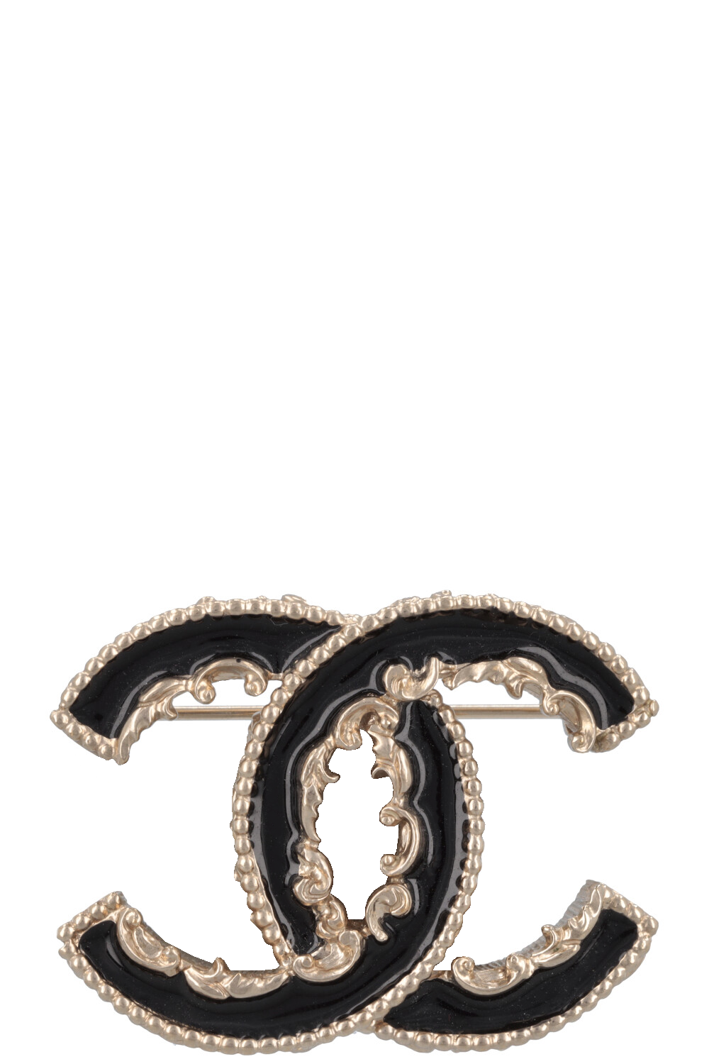 CHANEL 2014 CC Brooch Gold Black