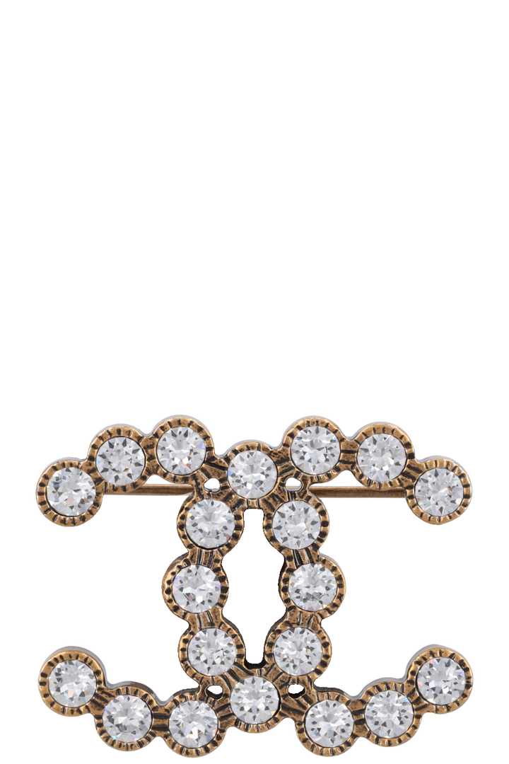 CHANEL 2020 CC Brooch Crystals Gold