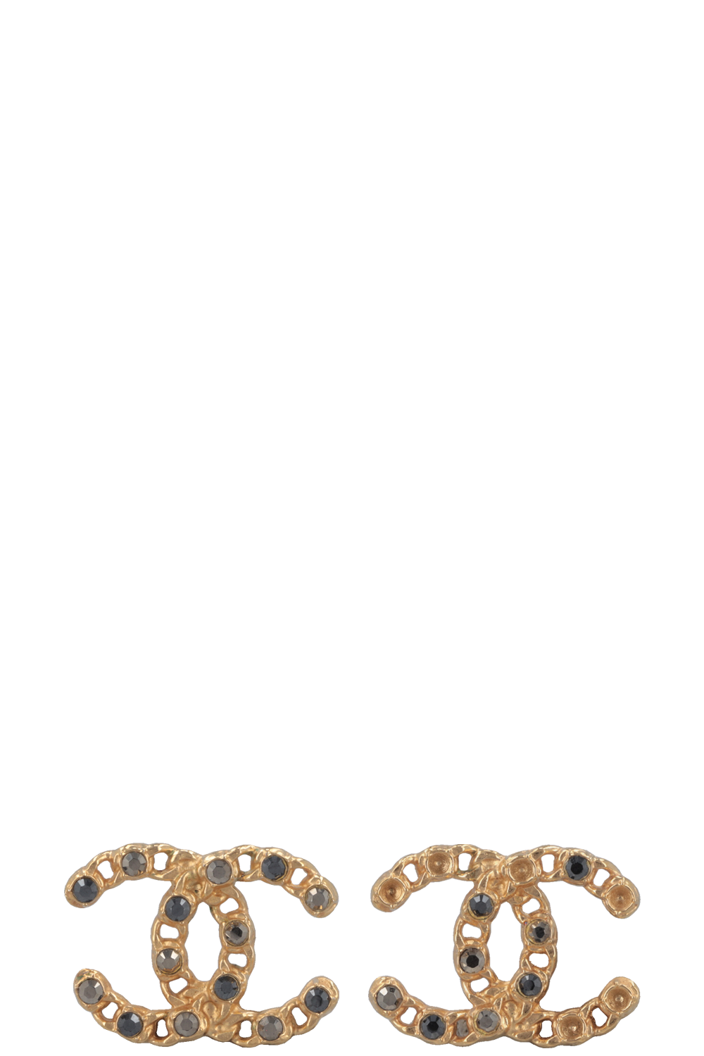 CHANEL CC Crystal Earrings Gold