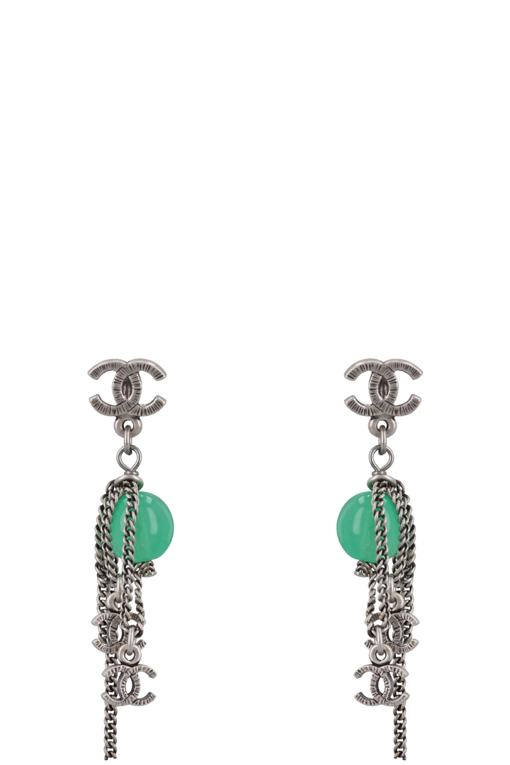 CHANEL Earrings Drop Turquoise