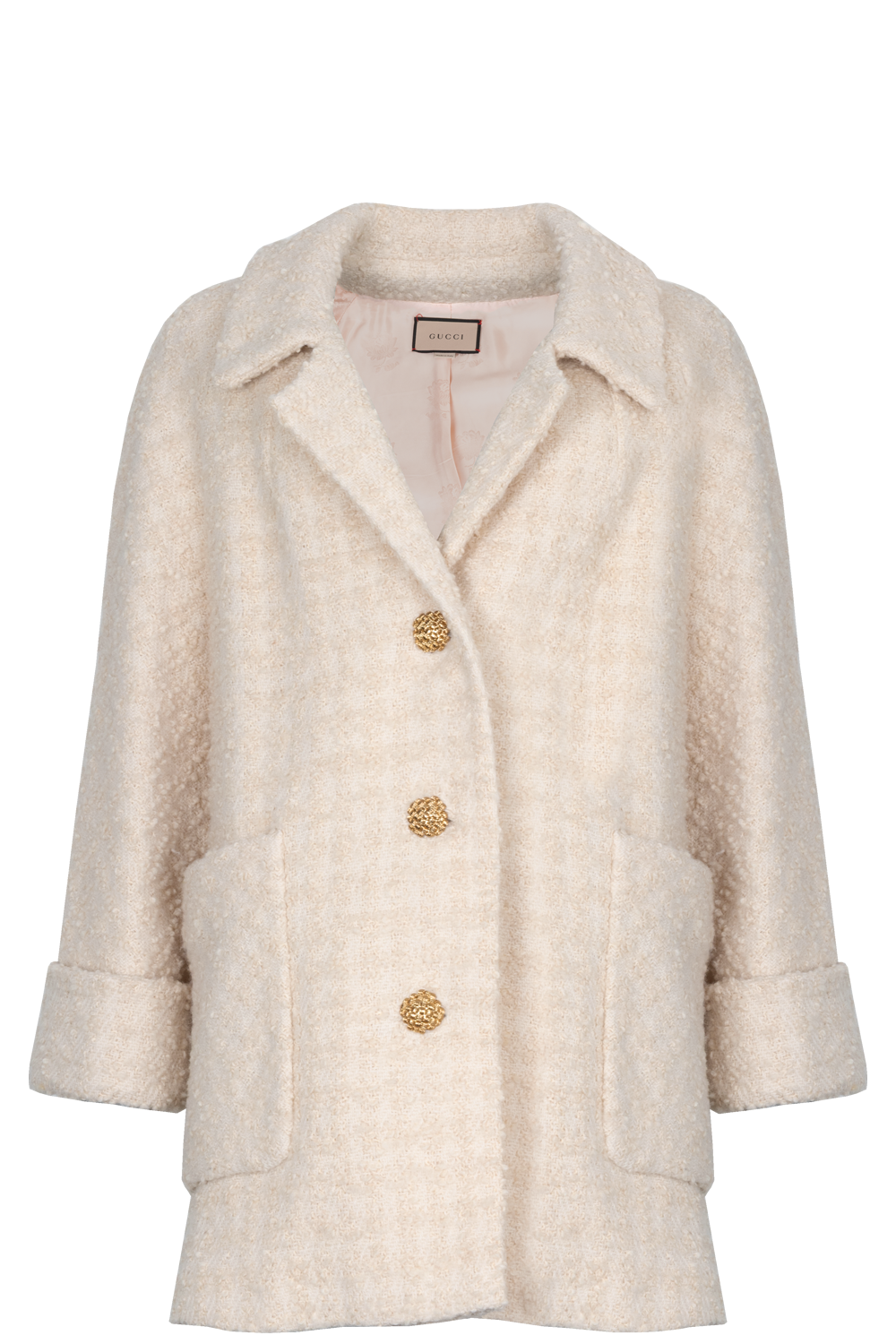 GUCCI Coat Wool Tweed Beige