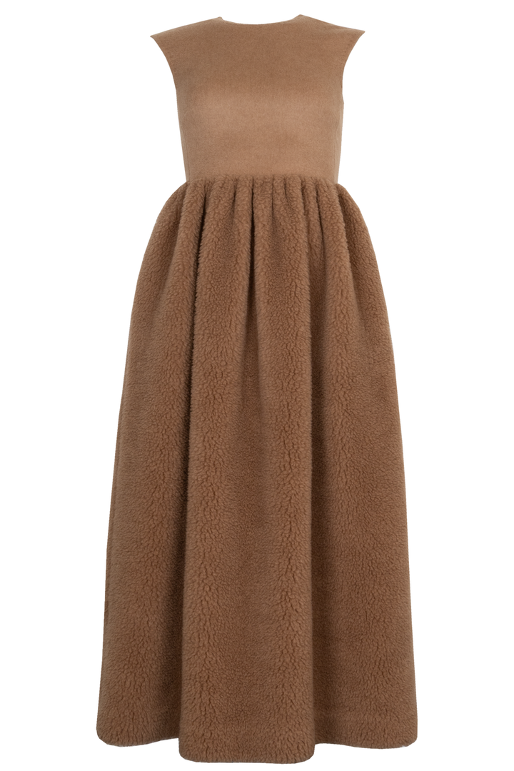 MAX MARA 2022 Mito Teddy Maxi Dress Brown